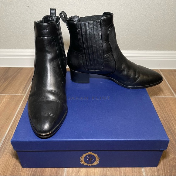 Sarah Flint Perfect Chelsea Boot 30 IT 41.5 US 10.5 Black Calf - Picture 1 of 11